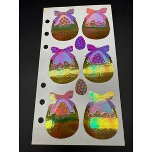 Vintage Stickopotamus Easter Stickers Basket‎ Foil Eggs 90s Unused Sheet